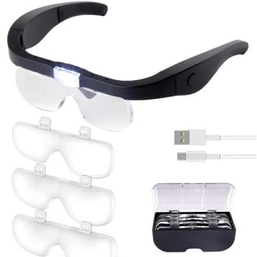 Imagem de Tmango Lupas Recarregáveis Com Luz, Fone De Ouvido Viva-Voz Para Joalheiros, Extensões Cílios, Conserto Relógios, Ponto Cruz E Trabalhos Perto