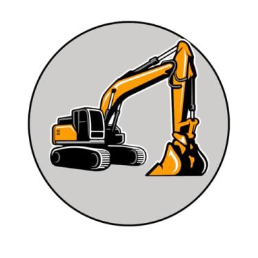 Imagem de Adesivo Decorativo Redondo Tema Retro-Escavadeira, 5 cm (RT1)