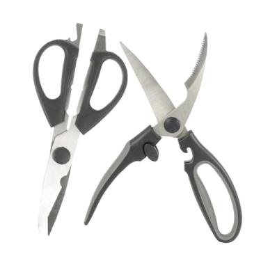 Imagem de Kit Tesouras Culinárias Inox 2 em 1, 20cm, Aço Inoxidável, Cabo Ergonômico, Multiuso para Cozinha