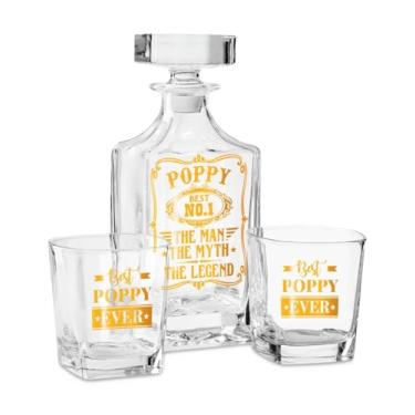Imagem de Onebttl Conjunto de decantadores de uísque para papoula, presentes perfeitos de papoula, decantador de 750 ml com tampa e 2 copos de uísque para licor, burbon, uísque no Natal, Dia dos Pais – Man Myth