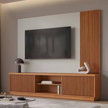 Imagem de Estante para TV Até 75 Polegadas Valencia New 2 Portas 100% Mdf Naturallle/Off White - Mavaular