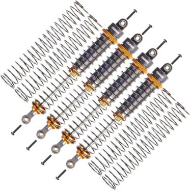 Imagem de TOOMOD 120mm RC All Aluminum Alloy Oil Filled Shock Absorbers kit for D90 TRX4 Axial SCX10 Tamiya Bullhead SuperClod Buster Truck Crawler/Truck/Car Upgrades Replace Parts （Orange）