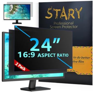 Imagem de [Pacote com 2] Tela de privacidade de computador de 24 polegadas para monitor widescreen 16:9, proteção ocular antirreflexo luz azul para monitor de computador, filtro de privacidade removível