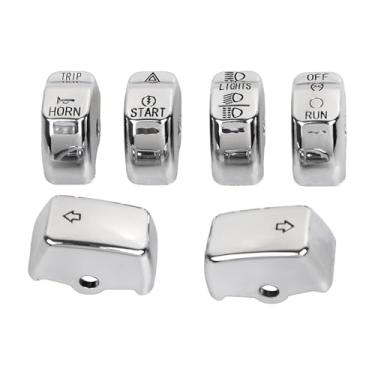 Imagem de YDLMT Capas cromadas para botões de controle de mão para Harley Dyna Low Rider Wide Glide Softail Deluxe Slim FLS Sportster XL1200 Iron 883