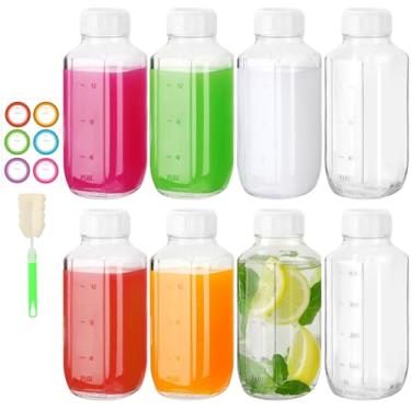 Imagem de BIGIVACA Garrafa de leite de vidro de 473 ml com tampas, pacote com 8 garrafas quadradas de balança de leite, copo de leite quadrado com tampa para suco, café, chá, água