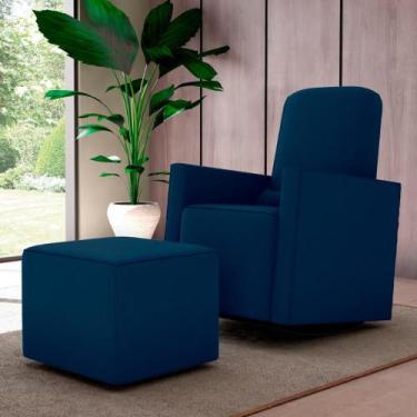 Imagem de Poltrona para Amamentação com Puff Ana Suede Azul - CASA H