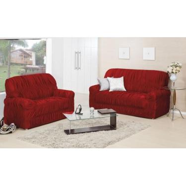 Imagem de jogo de capa de sofa 2 e 3 lugares c/ elasticos malha gel Marrom - THE