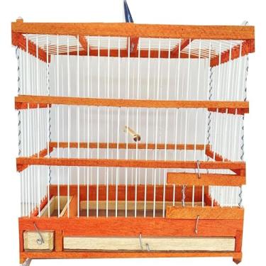 Imagem de Gaiola pequena para pássaros Madeira e fibra feitas à mão