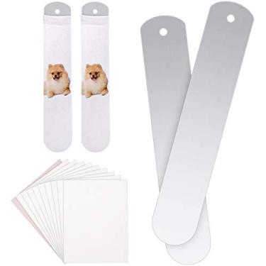 Imagem de 2 peças de gabaritos de meias de metal estilo reto com papel de transferência de calor de 10 folhas, meia de sublimação para impressão por sublimação de tinta, prensa de calor, acessório de meias brancas