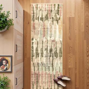 Imagem de Tapete de corredor de primavera Jinchan, 61 x 152 cm, moderno, abstrato, lavável, macio, verde-musgo, multicontemporâneo, decoração de casa, antiderrapante, para sala de estar, lavanderia, quarto