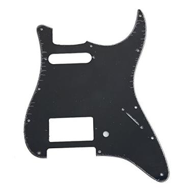 Imagem de HS(Humbucker-Single) Strat Pickguard 11 furos estilo ST/Strat Pickguard para peças de guitarra estilo Stratocaster/Strat dos EUA/México, 3 camadas com parafusos (preto)