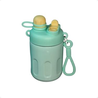 Imagem de Garrafa Térmica com Canudo e Tampa Dupla, Trava de Segurança, Design Moderno e Fofo, Alça de Transporte, Garrafa de Água Portátil, Garrafa Infántil. (Verde)