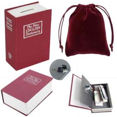 Imagem de Cofre de livro seguro com trava para chave para jogadores, Winners Bank, portátil, cofre para dinheiro, caixa de dinheiro com 2 chaves e bolsa de armazenamento (cor vermelha)