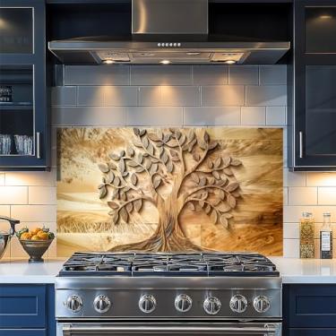 Imagem de Papel de parede de cozinha autoadesivo à prova de óleo, impermeável, protetor de parede, papel removível para armário