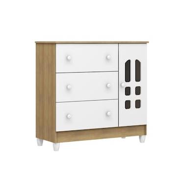 Imagem de Cômoda Infantil Carolina Baby Eloa com 3 Gavetas, 1 Porta e 1 Prateleira – 95cm de largura