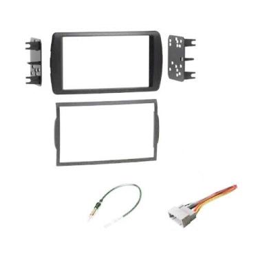Imagem de Kit de montagem de painel estéreo para carro, conjunto de adaptador de antena e chicote de fios para instalar um rádio de reposição de tamanho duplo Din para Dodge: Dakota 2002-2004 e Durango 2002