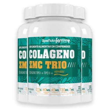 Imagem de Kit 3 Colágeno Zmc Trio Apisnutri 120 Comprimidos
