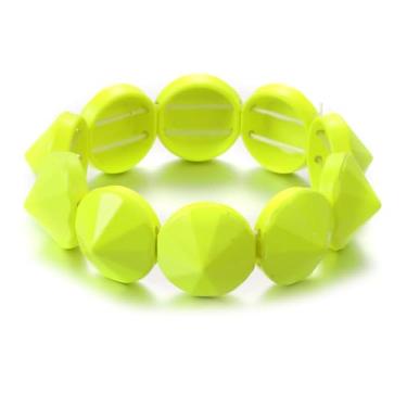 Imagem de Xanight Pulseira elástica Conus Spikes, pulseira elástica de festa hip hop, joias punk de metal para mulheres, pulseiras modernas estilo boho 19 mm, discos de liga metálica, cores neon, Medium, Zinco