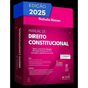 Imagem de Manual De Direito Constitucional (2025) + Bônus: Curso De Atualização (Principais Decisões Do Stf e