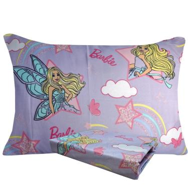 Imagem de Jogo de Cama Infantil Barbie Lilás Solteiro Estampado Microfibra 2 pecas Lepper