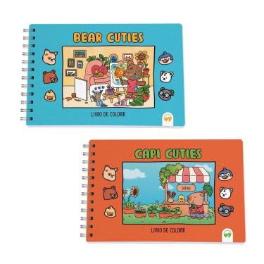 Imagem de Kit 2 Livro De Colorir Cuties 128 Páginas Bear E Capi