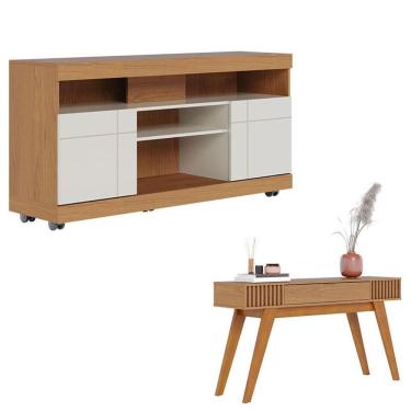 Imagem de Rack Bancada Yara Freijó Off White com Aparador Riviera Freijó  – Colibri