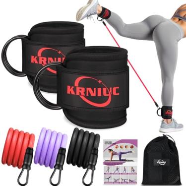 Imagem de Faixas de resistência ao tornozelo com punhos, equipamento de ginástica em casa para exercícios de bumbum, inclui guia de exercícios, bolsa de viagem, perfeita para casa, academia ou viagens