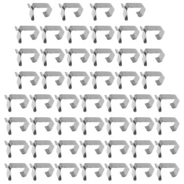 Imagem de heyous 50 peças de ganchos de luz de Natal braçadeira de pia de aço manganês clipe de calha à prova de intempéries para pendurar decorações banners balões placa