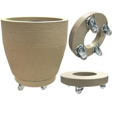 Imagem de Vaso Cone 50 Litros Rotomoldado 40x50 Com Rodizio Para Decoração Ambiente Interno e Externo Jardim (Bege)