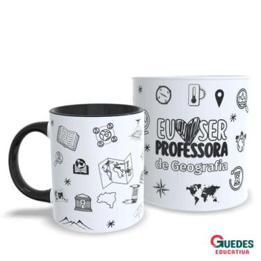 Imagem de Caneca Eu amo ser professor(a) de Geografia - Guedes Educativa, Preto