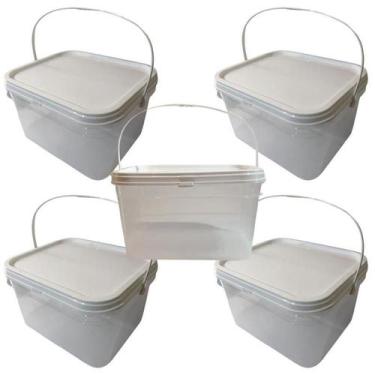 Imagem de Balde Alça Plastica Para Ervas Transparente 2.4L-Kit 5 Pçs - Nastripac