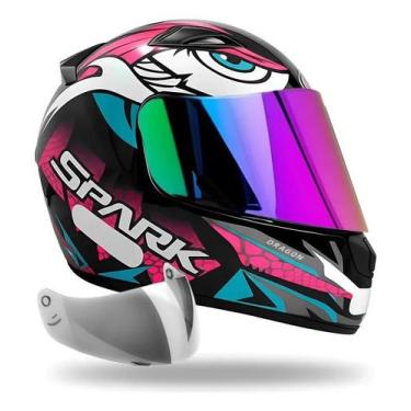Imagem de Capacete Masculino Feminino Ebf Dragon + Viseira Espelhada, Dragon Ros