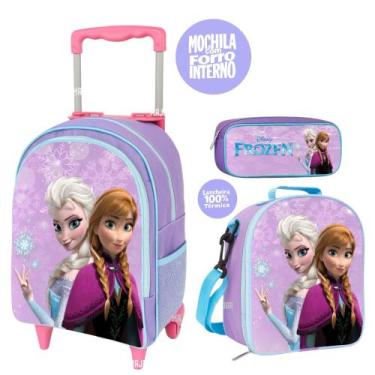 Imagem de Mochila Escolar menina Juvenil + Estojo +lancheira Termica - Frozen ki