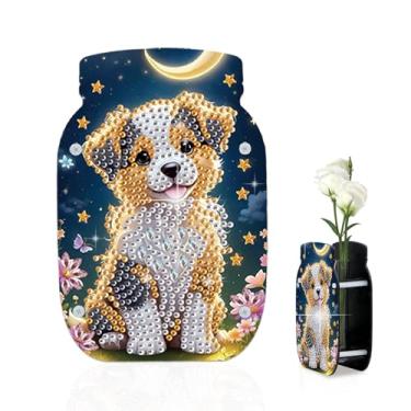 Imagem de Kit de vaso de pintura de diamante 5D – Design de cachorro de dupla face de acrílico faça você mesmo, artesanato feito à mão para adultos, decoração de mesa de casa de arte fofa para animais de
