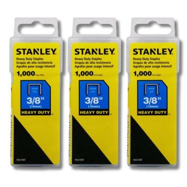 Imagem de Kit 3 Grampo Grampeador Stanley Heavy Duty 10mm 3/8 Pol Tapeceiro Marc