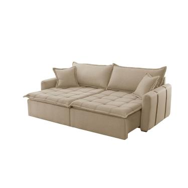 Imagem de Sofá Cama Linho em Madeira Eucalipto 200cm Braço 20cm Arizona Meu Sofá Online