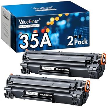 Imagem de Valuetoner Cartucho de toner de substituição compatível para HP 35A CB435A para impressora laser LaserJet P1006, P1009, P1002, P1003, P1004, P1005 (preto, pacote com 2)