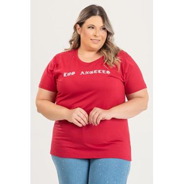 Imagem de T-shirt Feminina Plus Size em Malha Algodão c/ Estampa "LOS ANGELES" -