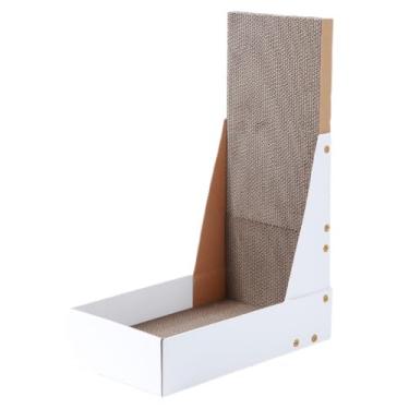 Imagem de LOS ANDES Arranhador vertical para gatos, 60 cm em forma de L para gatos internos, tábua de arranhar com erva de gato, papelão durável para proteger móveis