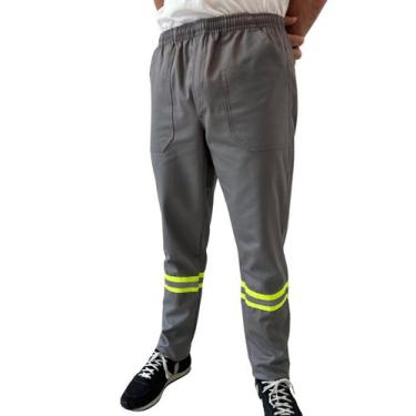 Imagem de Calça Brim Profissional, Tecido em Algodão, com Faixa Refletiva, Costu