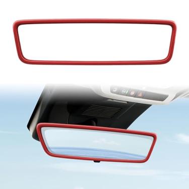 Imagem de Capa protetora de espelho retrovisor de carro, moldura protetora de borda traseira de silicone para Tesla Model 3/Y/X/S (2014-2024), acessórios de acabamento interno automotivo (vermelho)