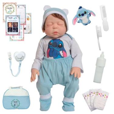 Imagem de Bebê Realista Stitch com Bolsa Maternidade e Kit Acessórios - Cegonha 