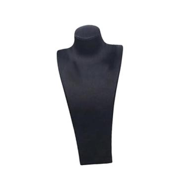 Imagem de Colaxi Suporte para exibição de busto de colar, suporte para manequim de colar, decoração, elegante, prateleira de armazenamento, presente feminino, couro, Preto, 16 Cm X 8.5 Cm X 32