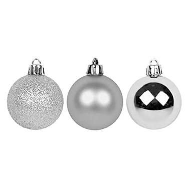 Imagem de Bola Mista Fosca/Lisa/Glitter PRATA com 6 unidades – Kit de bolas natalinas com diferentes acabamentos – adicione brilho e variedade à sua árvore