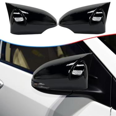 Imagem de MUXEE Capa de espelho retrovisor lateral para Toyota Corolla 2014-2019, C-HR 2018-2021, Avalon 2013-2018, Venza 2013-2016, Prius 2012-2018 Capa de caixa de seta preta brilhante (com slot de caixa de