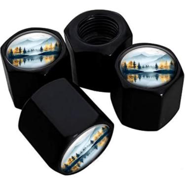 Imagem de Tampas de haste de válvula de pneu de metal, pacote com 4, tampas de haste de roda de carro, tampas de válvula de ar universais de alumínio para carros, caminhões, SUVs, bicicletas, motocicletas