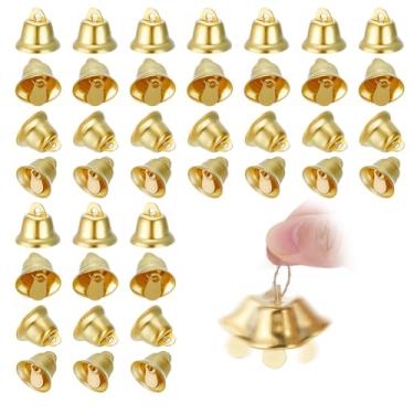 Imagem de PH PandaHall 200 peças de pingentes dourados de metal mini sinos pequenos artesanais de árvore de Natal pingentes decorativos de sino para enfeites de guirlanda de Natal, festa em casa, festival