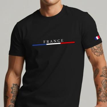 Imagem de Camiseta Masculina França Casual 100% Algodão Confortável - Yazzo, Pre