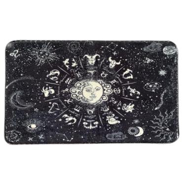 Imagem de Capacho gótico, tapete de banho, tapete de banho divertido, antiderrapante, lavável, decoração de banheiro, acessórios góticos, tapetes de chão para ambientes internos e externos (horóscopo)