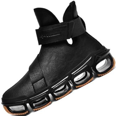 Imagem de DZUJY Chelsea Botas masculinas casuais para homens Blade Tênis esportivo moderno cano alto masculino marrom preto tamanho bota sapato masculino, Preto, 41